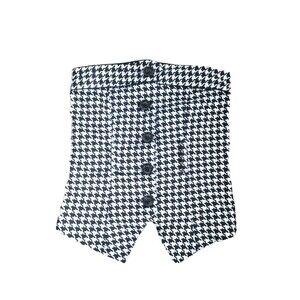 Vintage Y2K Houndstooth Button Tube Top Size M Preppy White Black Goth